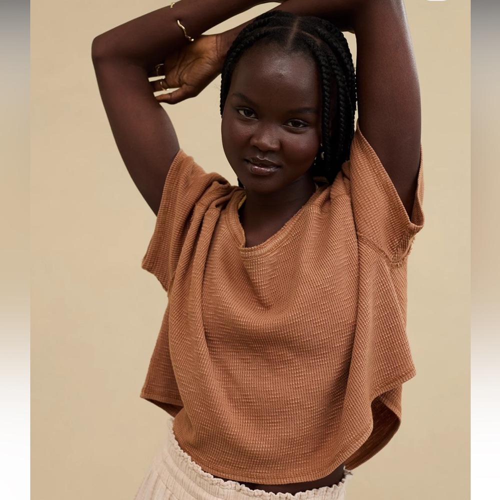 Aerie Cropped Waffle T-Shirt